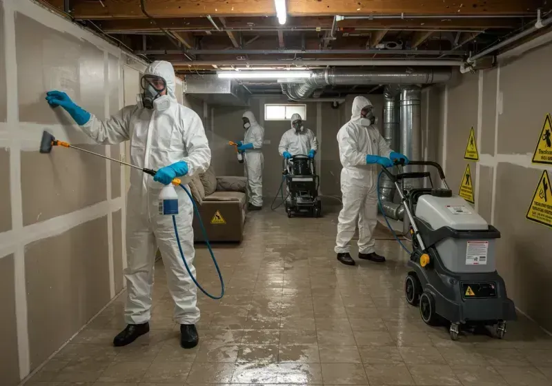 Basement Moisture Removal and Structural Drying process in George County, MS